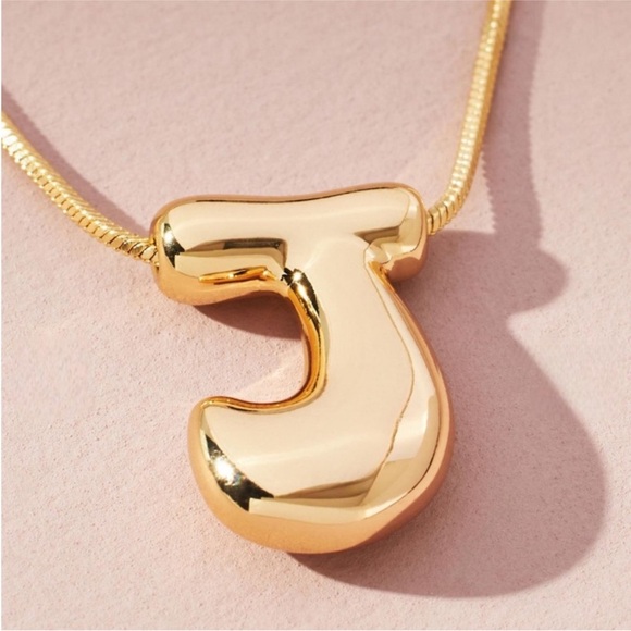 Anthropologie Jewelry - NWOT Gold Bubble Monogram Initial Necklace